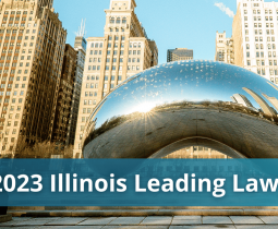 Chicago "The Bean" background announcing 2023 Leading Lawyers in IL.